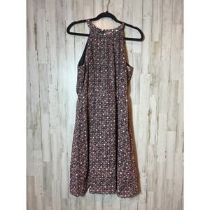 Ann Taylor‎ Loft Halter Dress Size 10 Blue Geo Terra Cotta